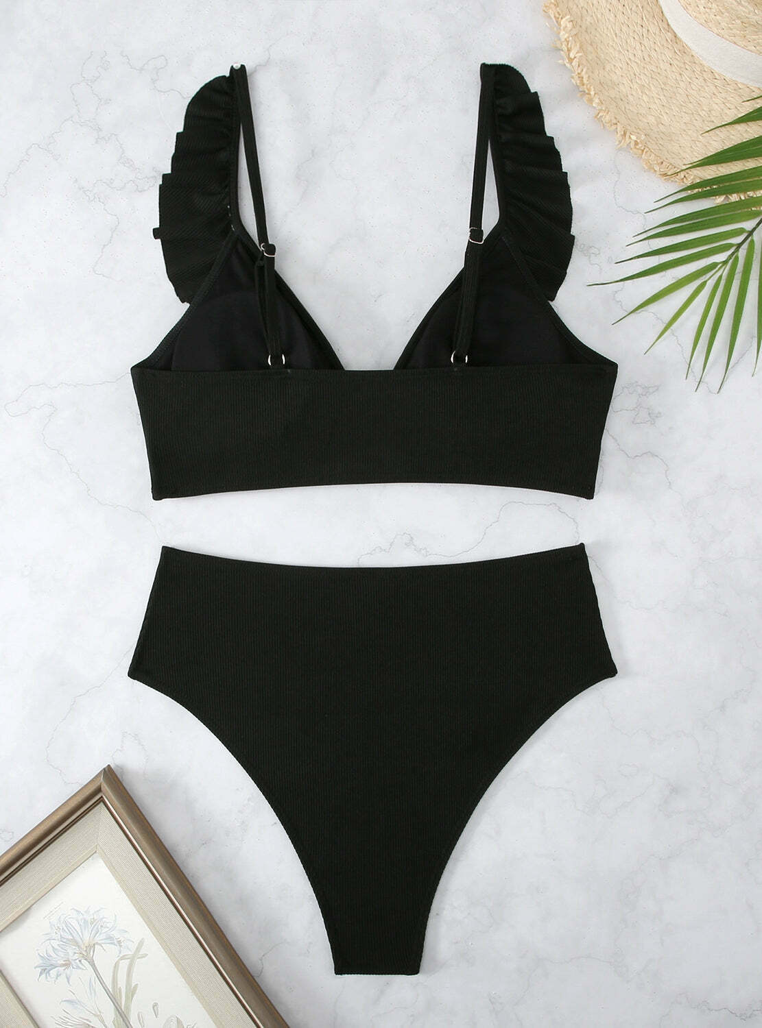Y2K Aesthetic High Waist Ruffled Striped Swimsuit for Niche Women Fashion