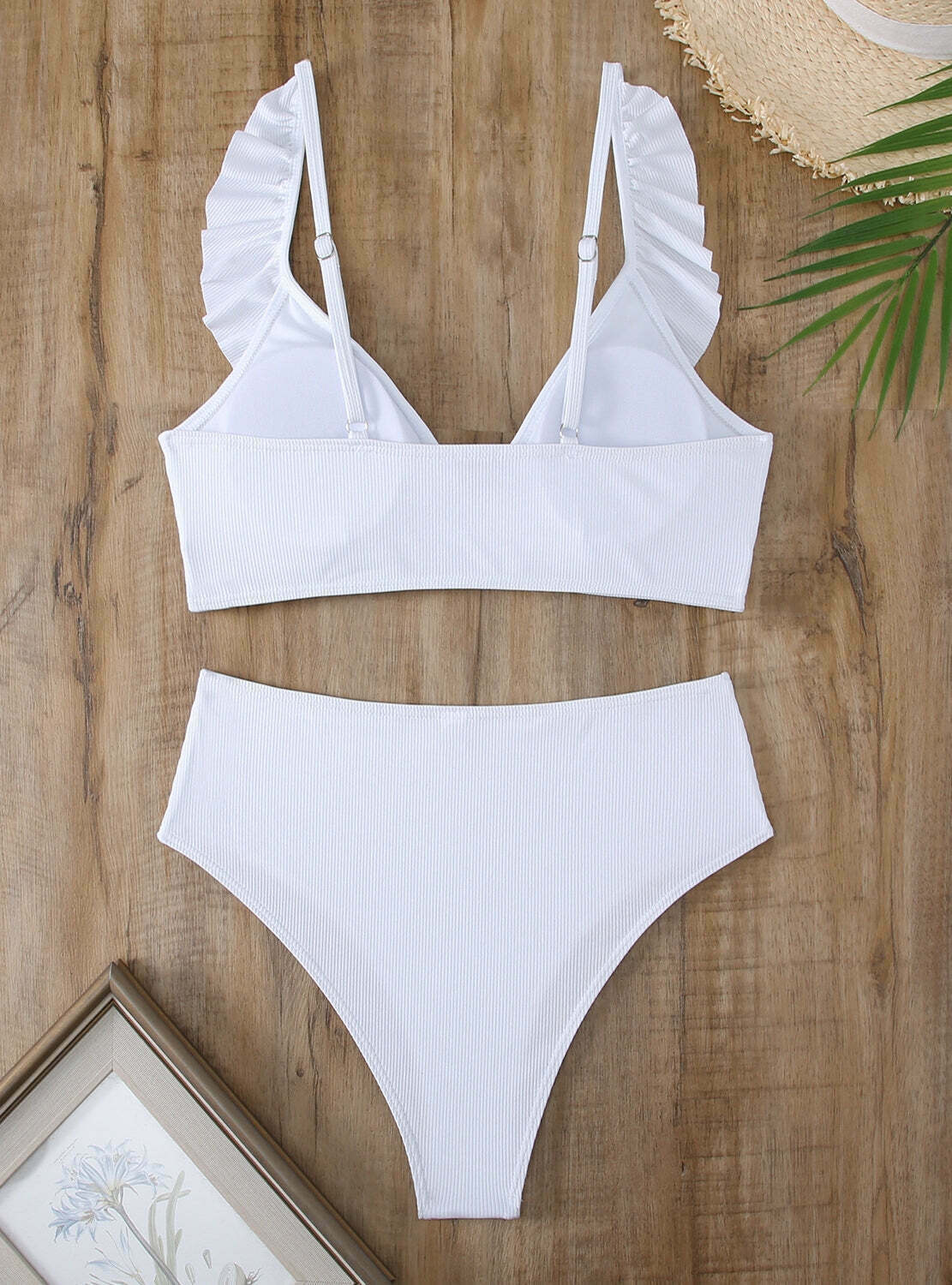 Y2K Aesthetic High Waist Ruffled Striped Swimsuit for Niche Women Fashion