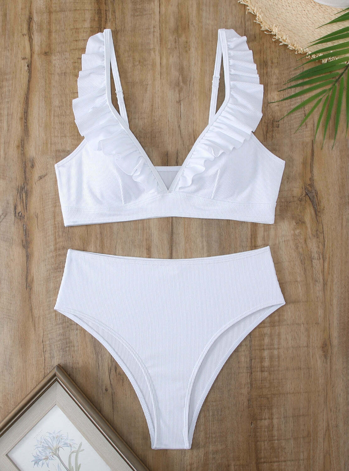 Y2K Aesthetic High Waist Ruffled Striped Swimsuit for Niche Women Fashion