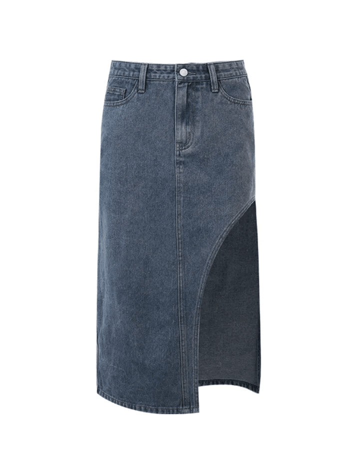 Y2K Aesthetic High Waist Slit Denim Skirt - Coquette & Grunge Style Women's Fashion