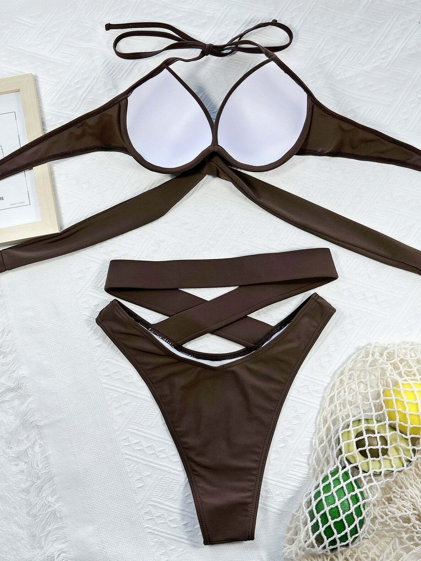Y2K Aesthetic High Waist Split Swimsuit - Coquette Style Solid Color Sexy Swimwear