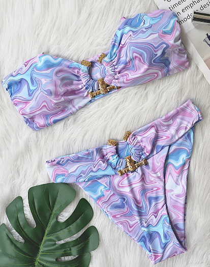 Y2K Aesthetic High Waist Swimsuit: Coquette Style Sexy Bikini Tube Top