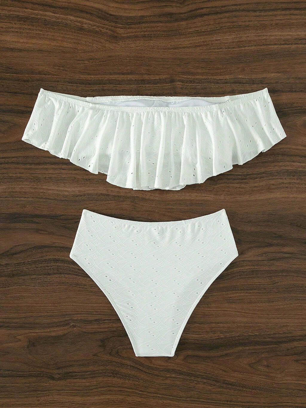 Y2K Aesthetic Hole Jacquard Bikini in Solid Color - Coquette Fashion for Women