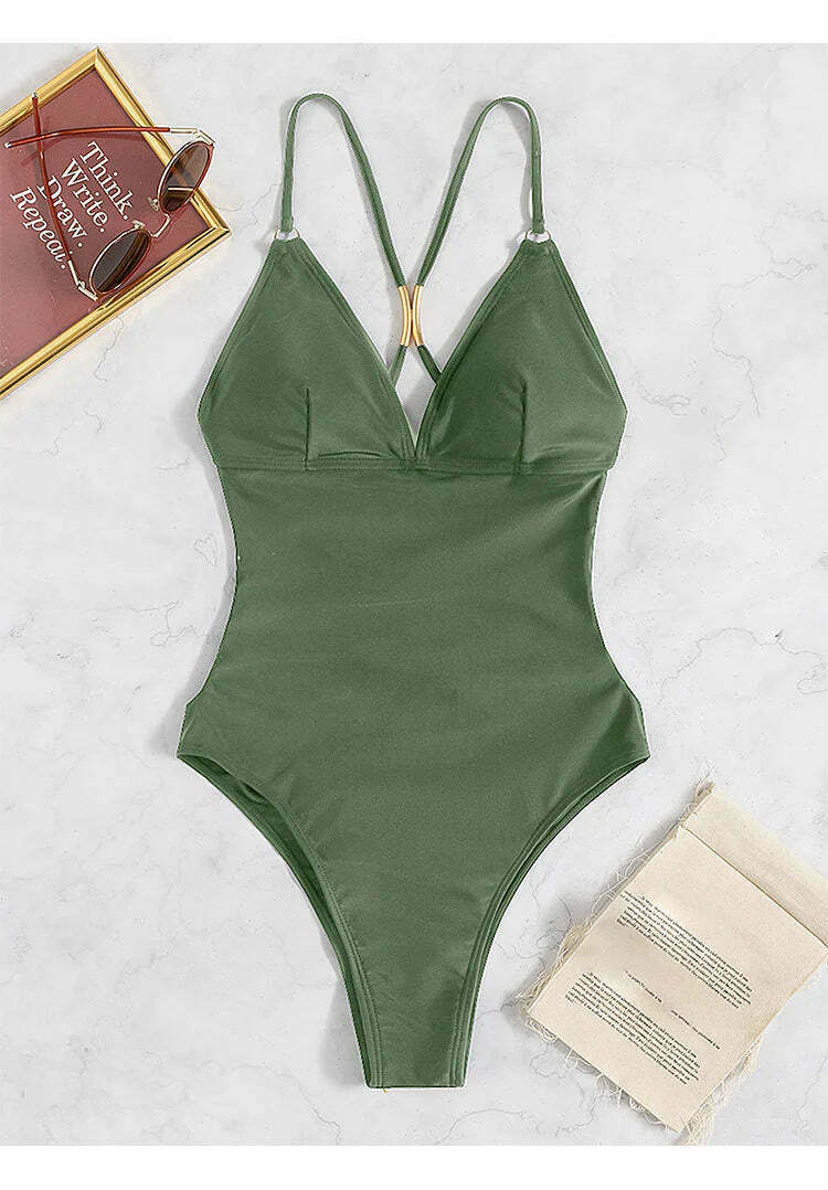 Y2K Aesthetic Hollow Backless Bikini - Coquette Style Grunge Fashion for Women