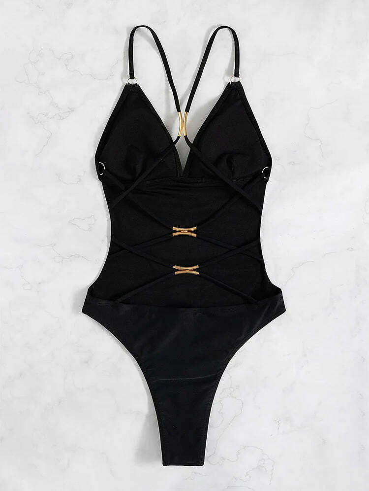 Y2K Aesthetic Hollow Backless Bikini - Coquette Style Grunge Fashion for Women