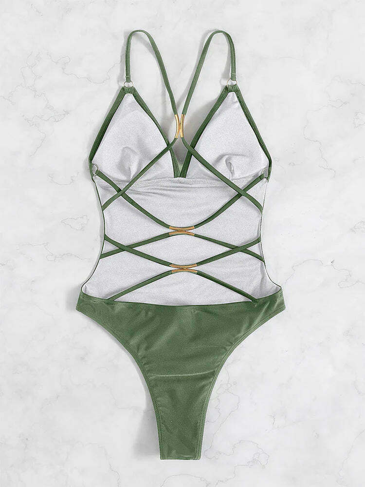 Y2K Aesthetic Hollow Backless Bikini - Coquette Style Grunge Fashion for Women