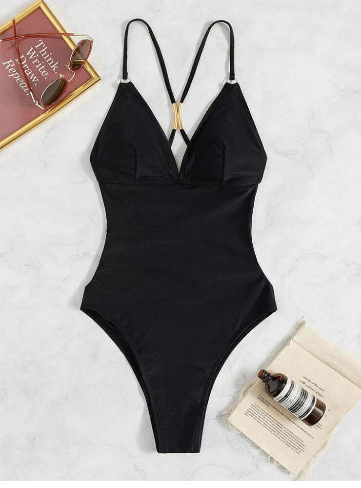 Y2K Aesthetic Hollow Backless Bikini - Coquette Style Grunge Fashion for Women
