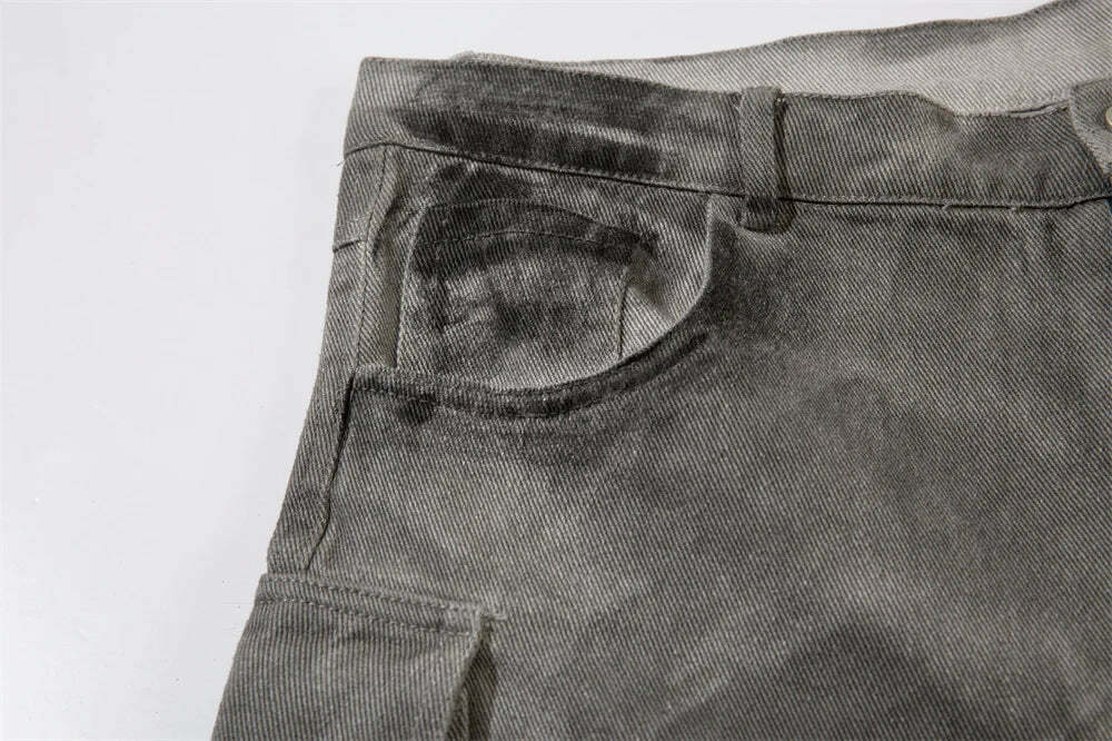 Y2K Aesthetic Industrial Wash Baggy Cargo Jeans - Vintage-inspired Coquette Style Women's Fashion