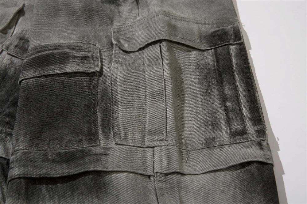 Y2K Aesthetic Industrial Wash Baggy Cargo Jeans - Vintage-inspired Coquette Style Women's Fashion