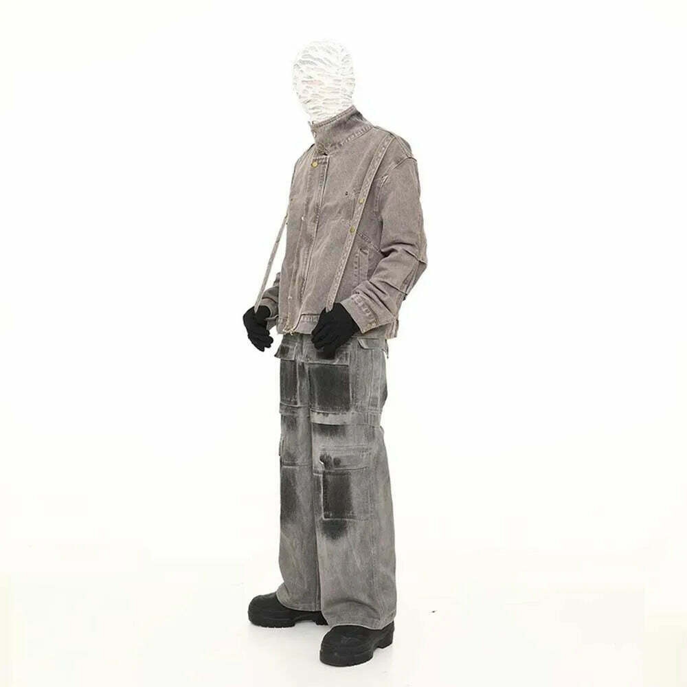 Y2K Aesthetic Industrial Wash Baggy Cargo Jeans - Vintage-inspired Coquette Style Women's Fashion