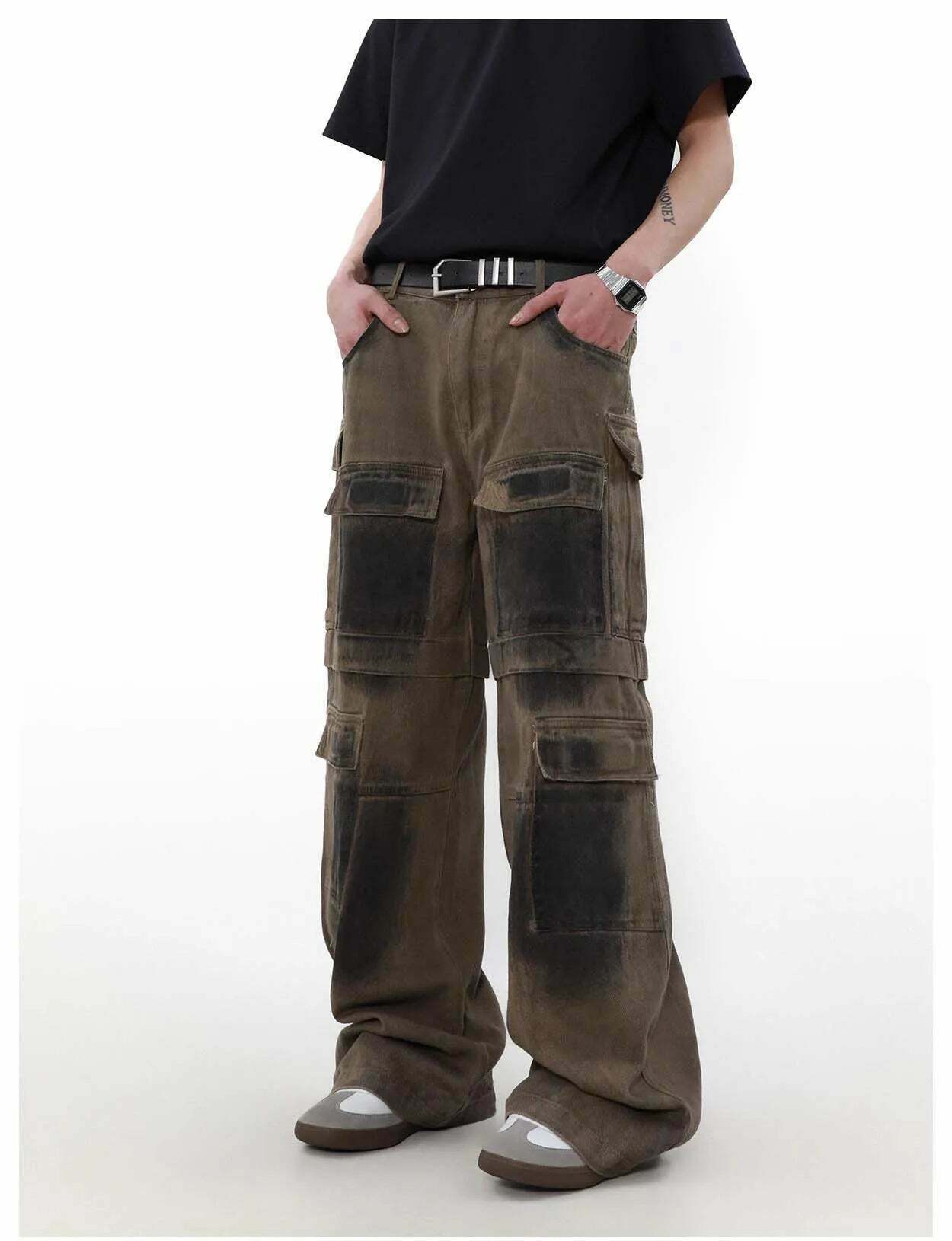 Y2K Aesthetic Industrial Wash Baggy Cargo Jeans - Vintage-inspired Coquette Style Women's Fashion