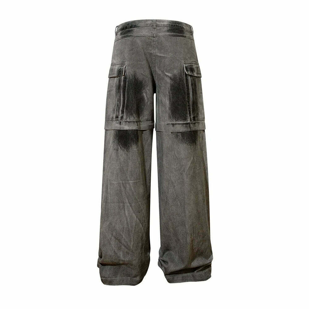 Y2K Aesthetic Industrial Wash Baggy Cargo Jeans - Vintage-inspired Coquette Style Women's Fashion