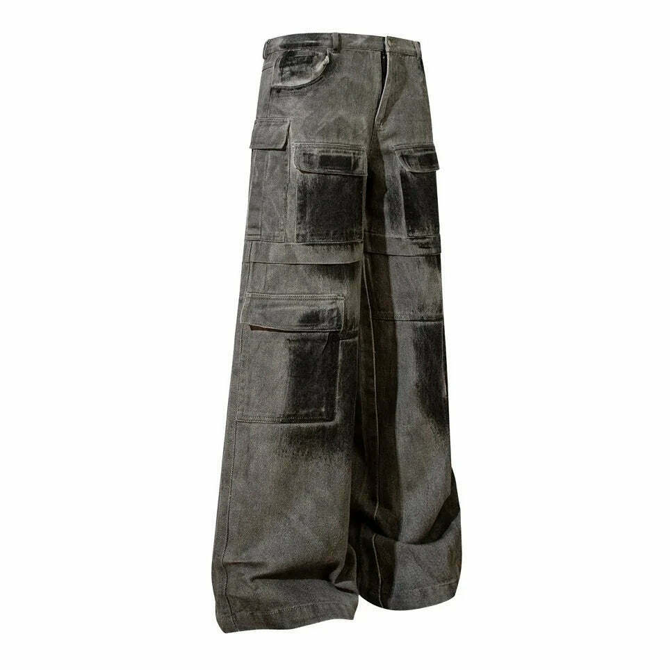 Y2K Aesthetic Industrial Wash Baggy Cargo Jeans - Vintage-inspired Coquette Style Women's Fashion