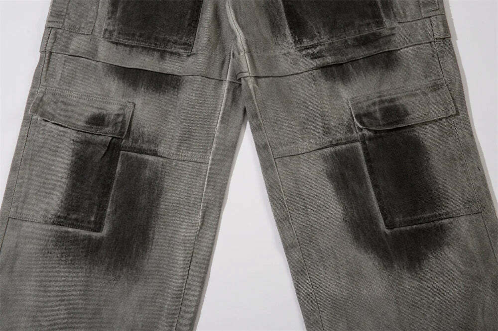 Y2K Aesthetic Industrial Wash Baggy Cargo Jeans - Vintage-inspired Coquette Style Women's Fashion