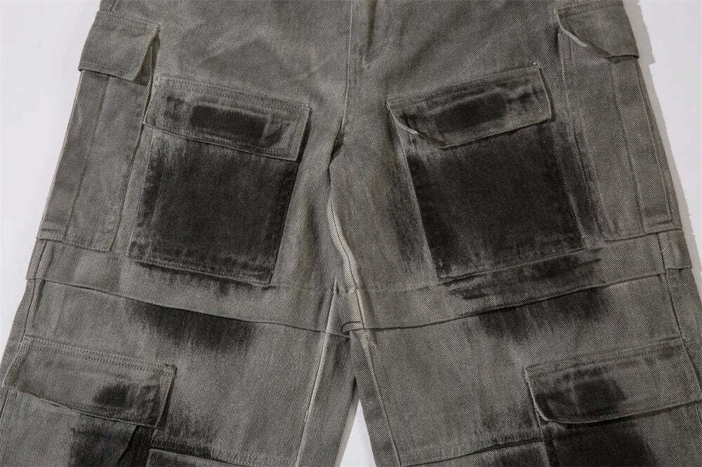 Y2K Aesthetic Industrial Wash Baggy Cargo Jeans - Vintage-inspired Coquette Style Women's Fashion
