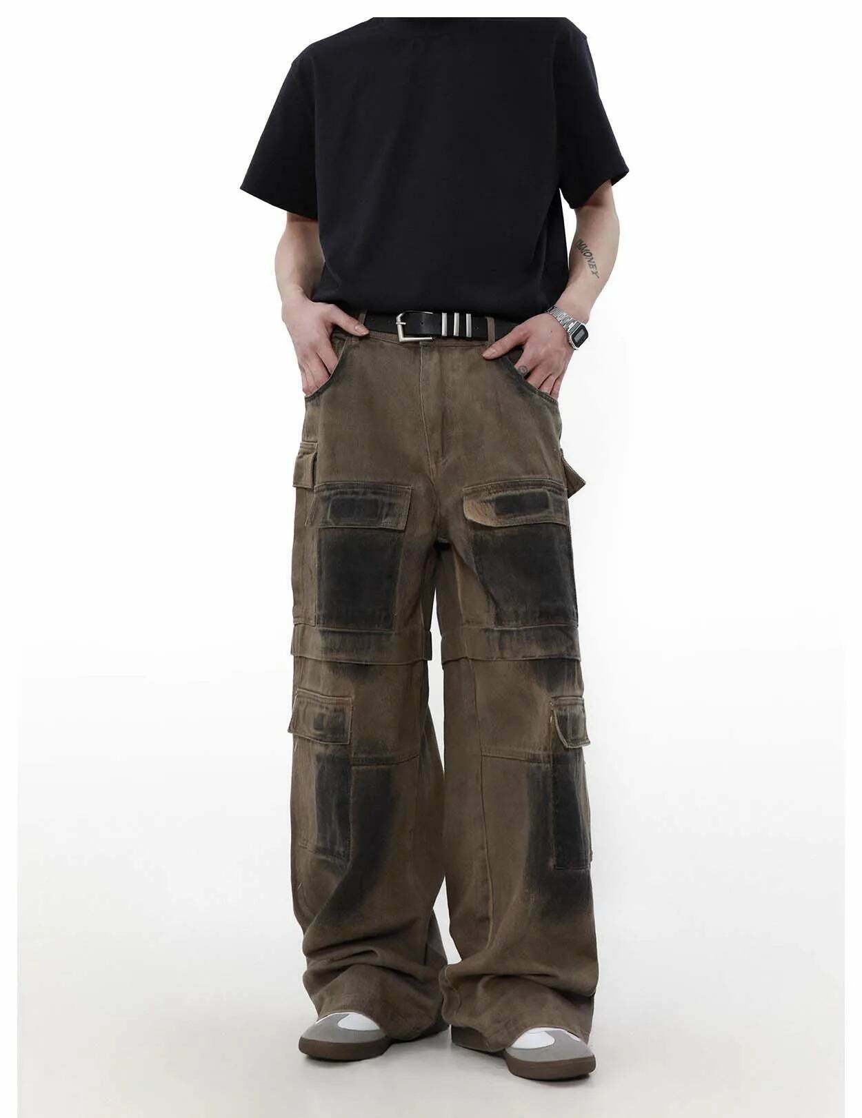 Y2K Aesthetic Industrial Wash Baggy Cargo Jeans - Vintage-inspired Coquette Style Women's Fashion