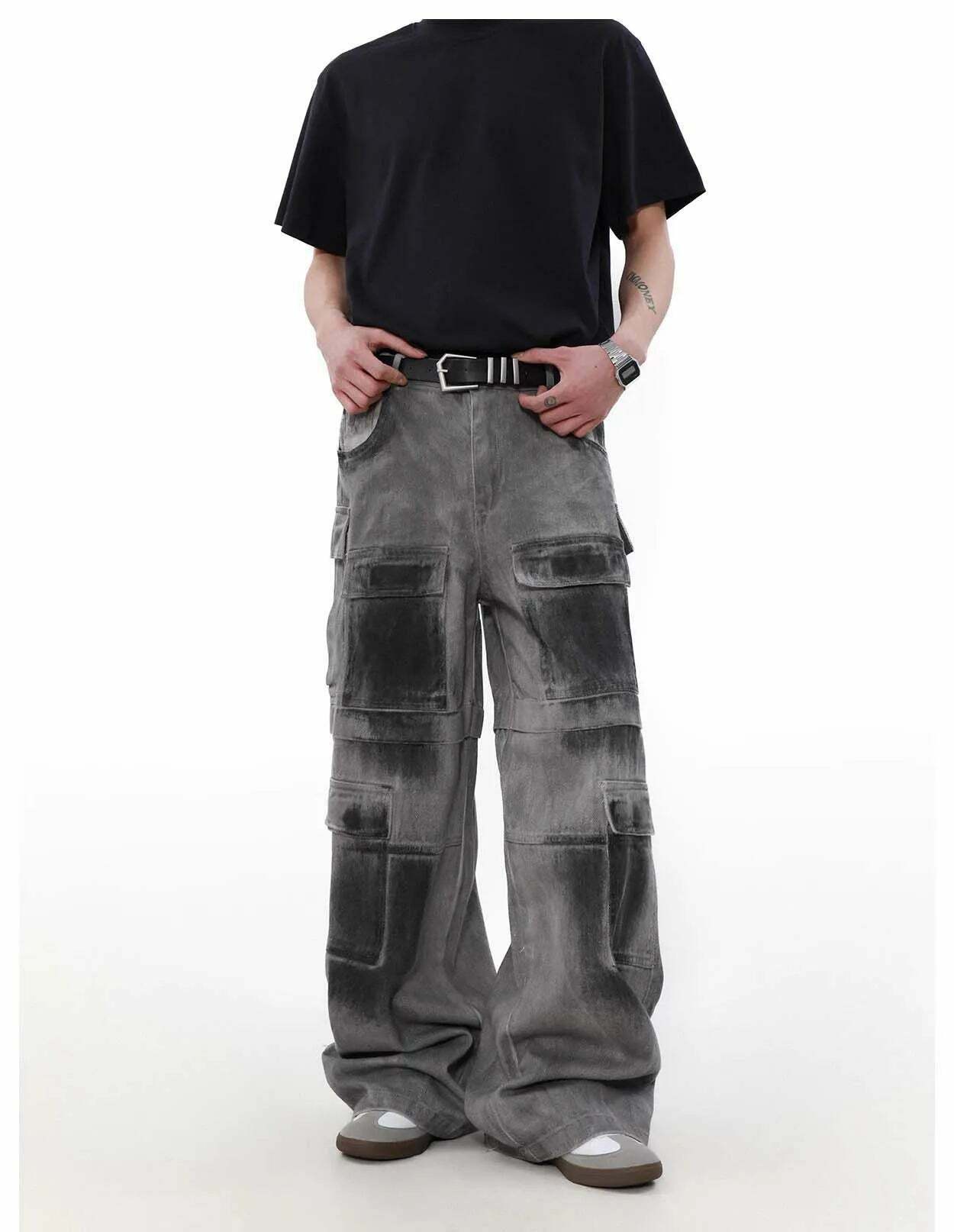 Y2K Aesthetic Industrial Wash Baggy Cargo Jeans - Vintage-inspired Coquette Style Women's Fashion