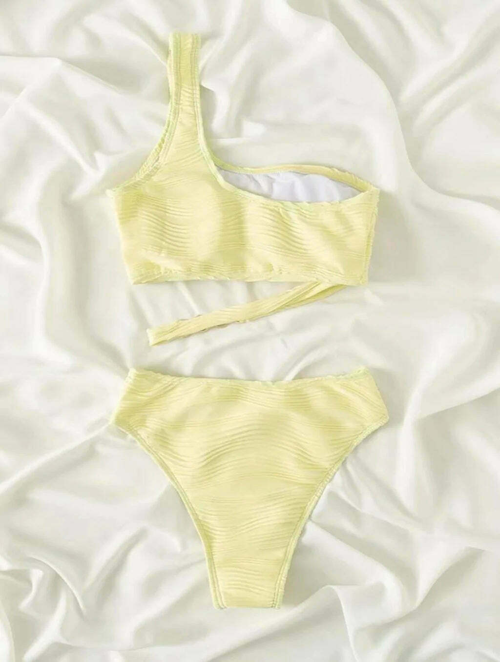 Y2K Aesthetic Irregular Hollow One-Shoulder Bikini for Niche Women Fashion