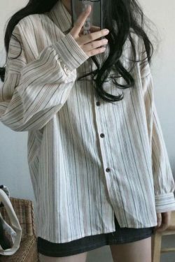 Y2K Aesthetic Knit Beige Vest: Striped Casual Vintage Shirt for Women