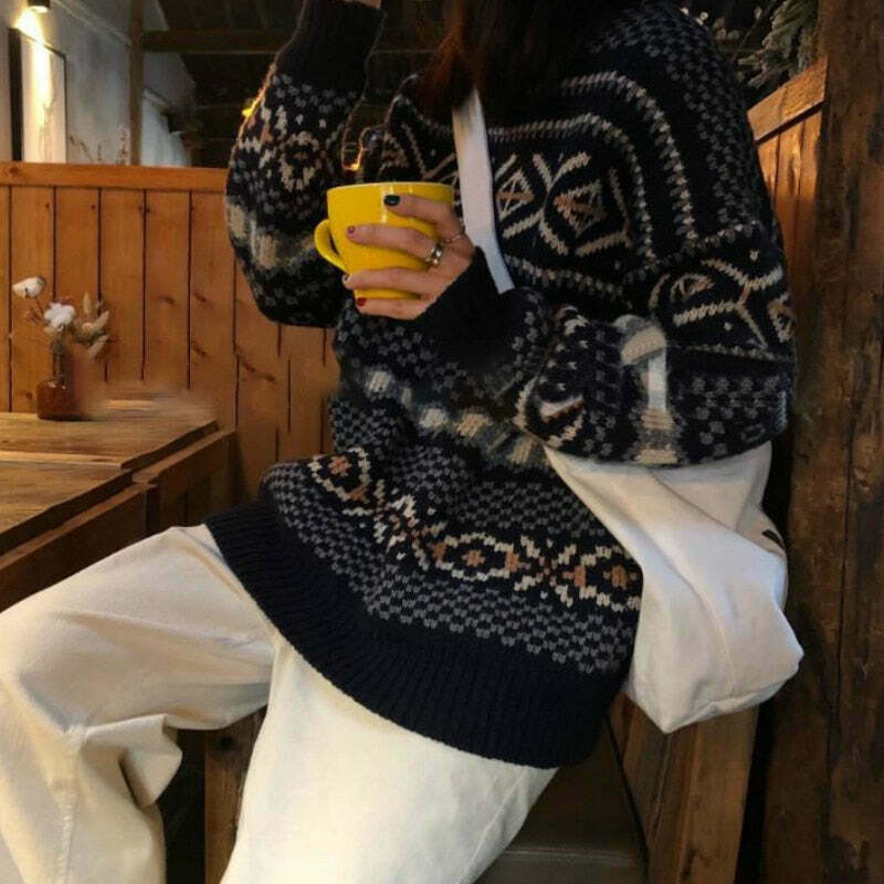 Y2K Aesthetic Knitted Retro Vintage Sweater for Women - Coquette & Grunge Style Fashion
