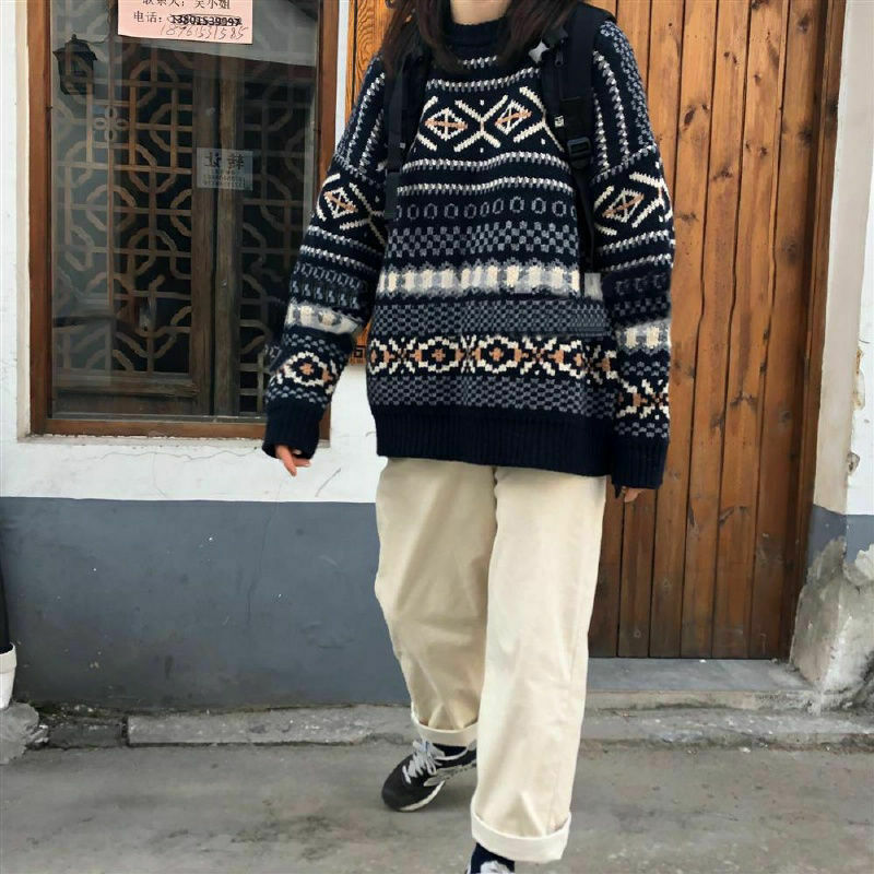 Y2K Aesthetic Knitted Retro Vintage Sweater for Women - Coquette & Grunge Style Fashion