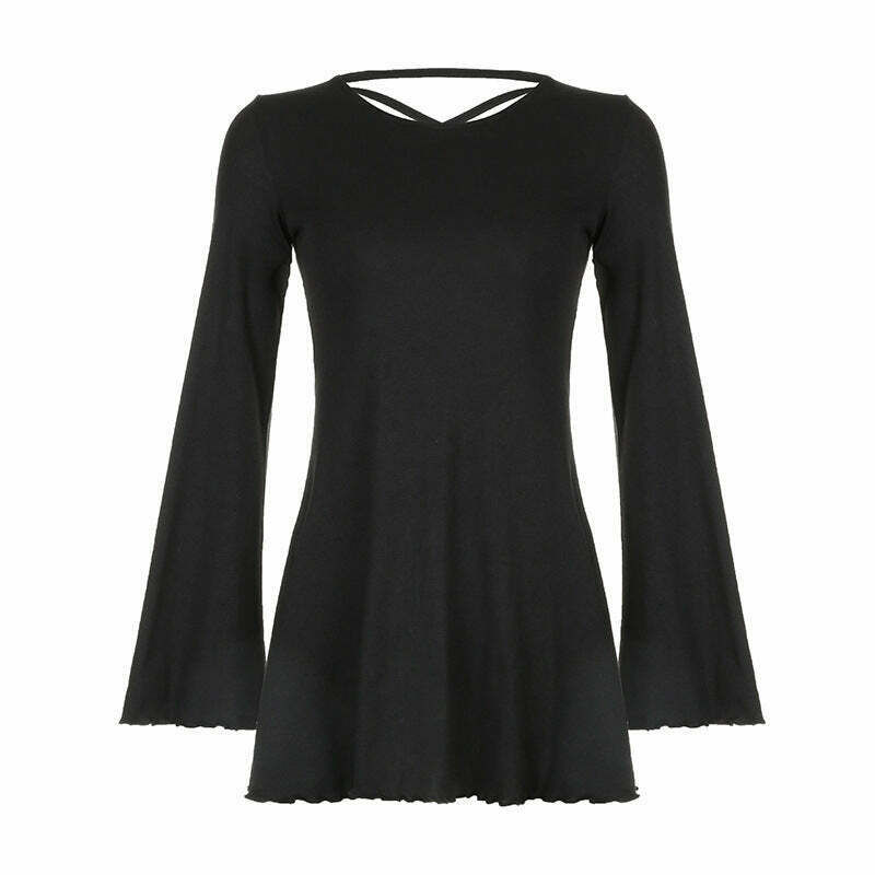 Y2K Aesthetic Knitted Trumpet Dress - Coquette Style Long Sleeve Slim Fit Outfit