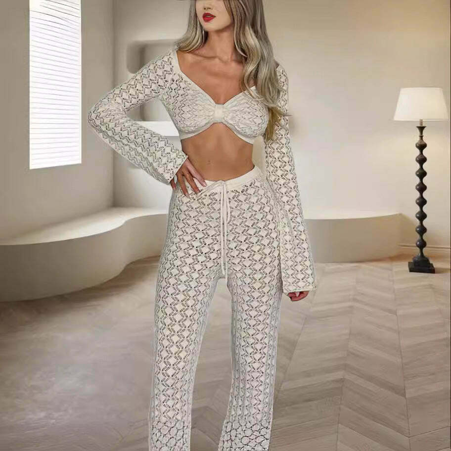 Y2K Aesthetic Knitted Tube Top Suit for Women - Coquette & Grunge Style Outfit