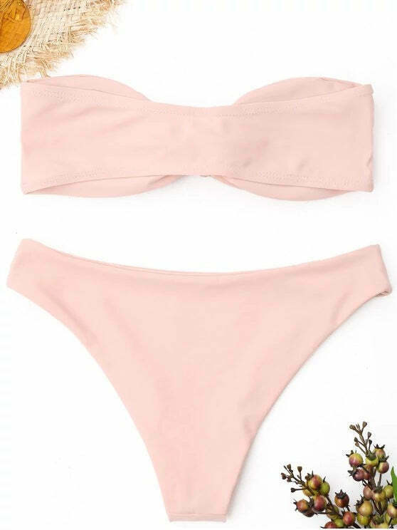 Y2K Aesthetic Knot Bandeau Bikini Set - Trendy Women's Fashion