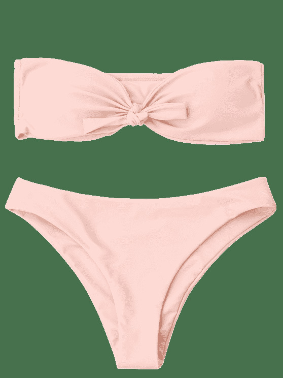 Y2K Aesthetic Knot Bandeau Bikini Set - Trendy Women's Fashion