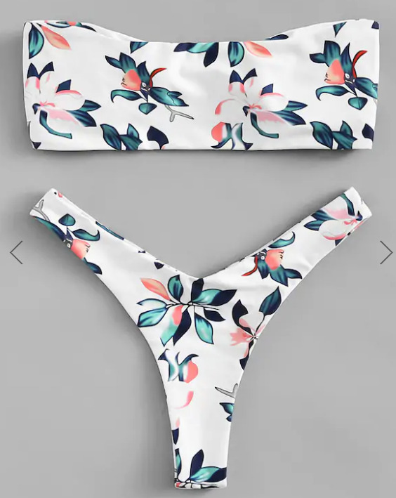 Y2K Aesthetic Knot Flower Print Bikini Set - Retro Style Swimwear for Women