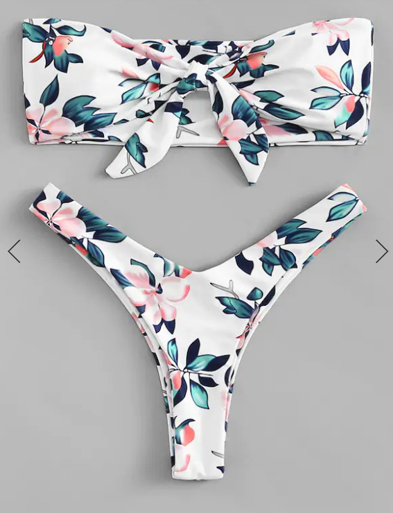 Y2K Aesthetic Knot Flower Print Bikini Set - Retro Style Swimwear for Women