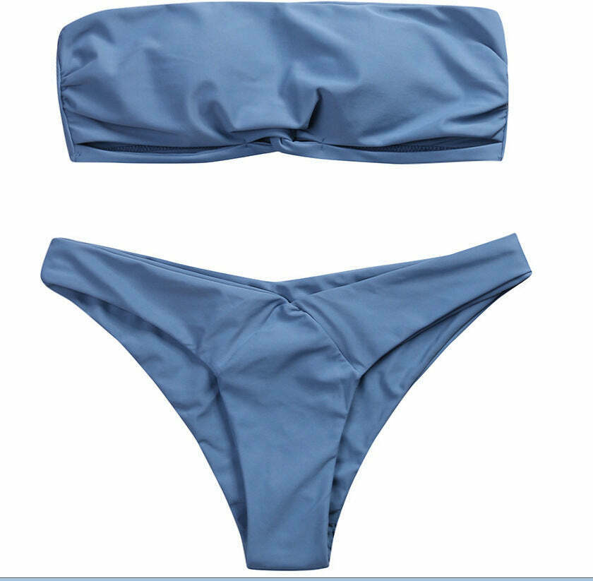Y2K Aesthetic Knotted Bandeau Bikini Set - Coquette Fashion, Grunge Style, Cute Tops