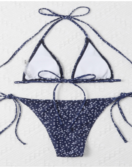 Y2K Aesthetic Lace-Up Backless Floral Bikini - Coquette Grunge Style for Women
