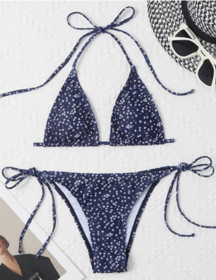 Y2K Aesthetic Lace-Up Backless Floral Bikini - Coquette Grunge Style for Women