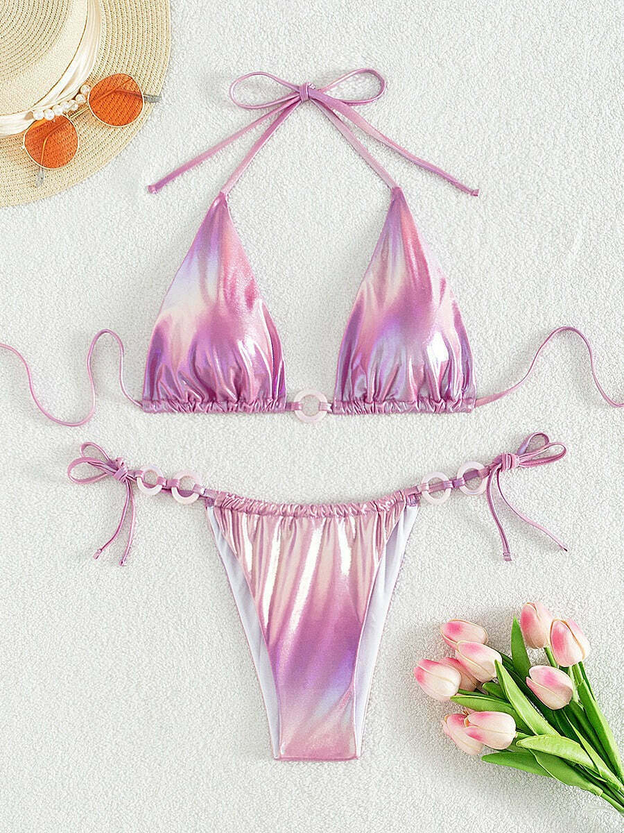 Y2K Aesthetic Lace-Up Bikini - Coquette Style Jewelry for Women's Fashion