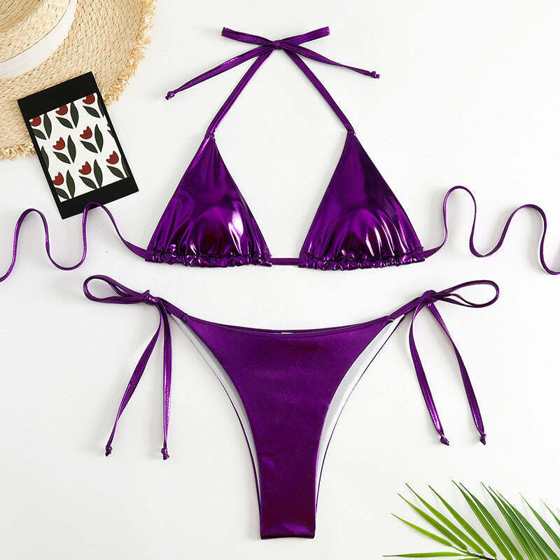 Y2K Aesthetic Lace-Up Bikini: Coquette Style for Women - Grunge, Pastel Goth, and More