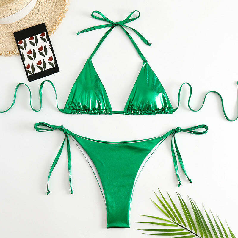 Y2K Aesthetic Lace-Up Bikini: Coquette Style for Women - Grunge, Pastel Goth, and More