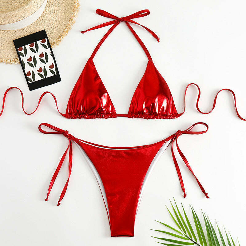 Y2K Aesthetic Lace-Up Bikini: Coquette Style for Women - Grunge, Pastel Goth, and More