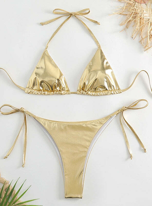 Y2K Aesthetic Lace-Up Bikini: Coquette Style for Women - Grunge, Pastel Goth, and More
