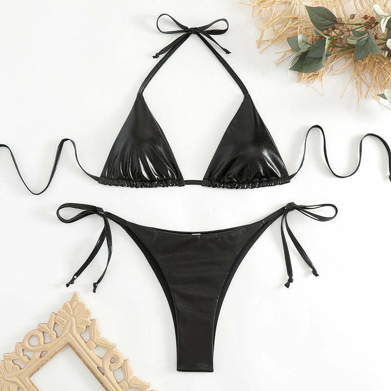 Y2K Aesthetic Lace-Up Bikini: Coquette Style for Women - Grunge, Pastel Goth, and More