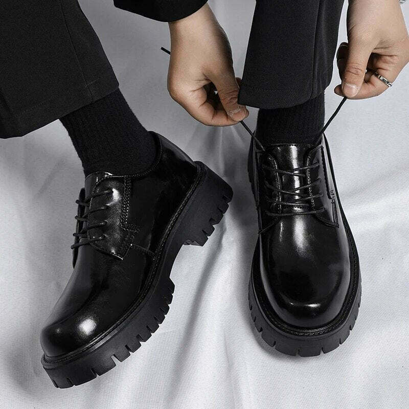 Y2K Aesthetic Lace-Up Chunky Sole Derby Shoes - Coquette Fashion with Grunge &
