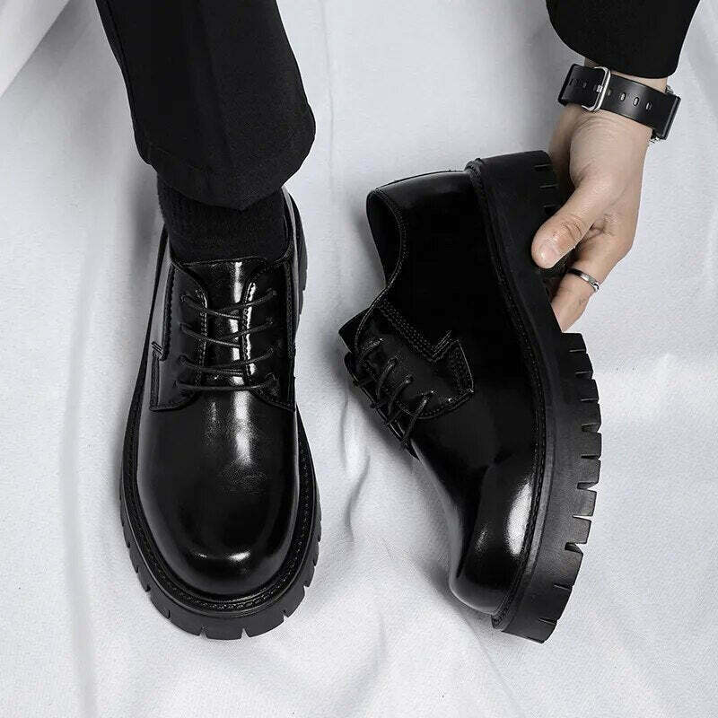 Y2K Aesthetic Lace-Up Chunky Sole Derby Shoes - Coquette Fashion with Grunge &