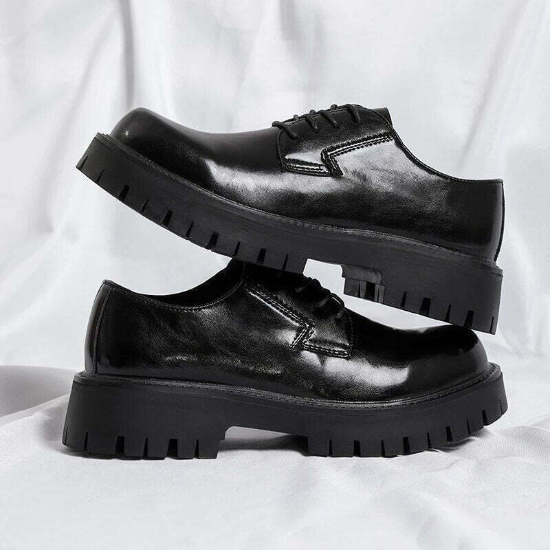 Y2K Aesthetic Lace-Up Chunky Sole Derby Shoes - Coquette Fashion with Grunge &