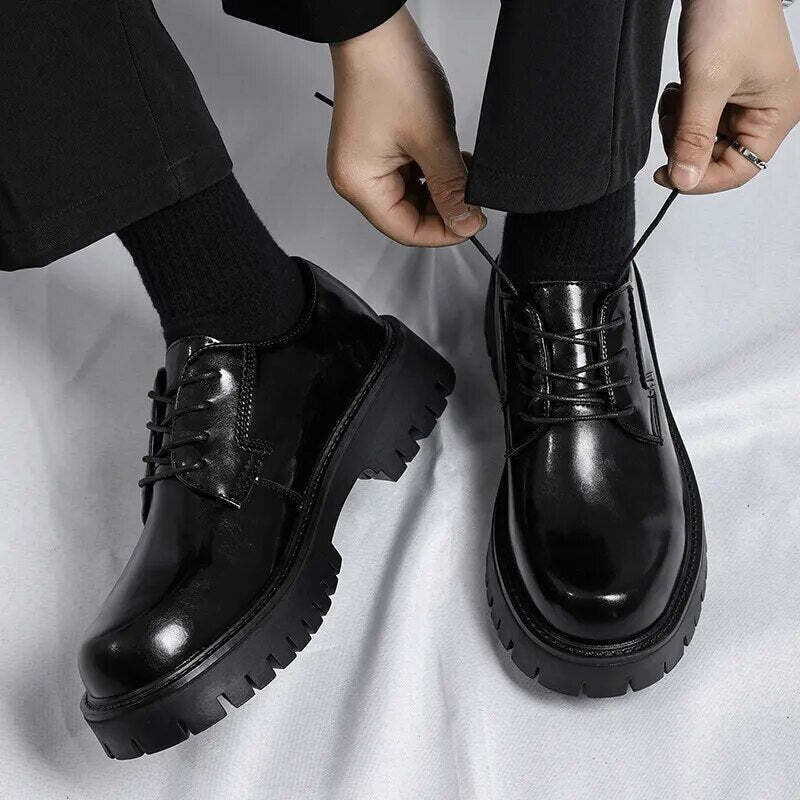 Y2K Aesthetic Lace-Up Chunky Sole Derby Shoes - Coquette Fashion with Grunge &