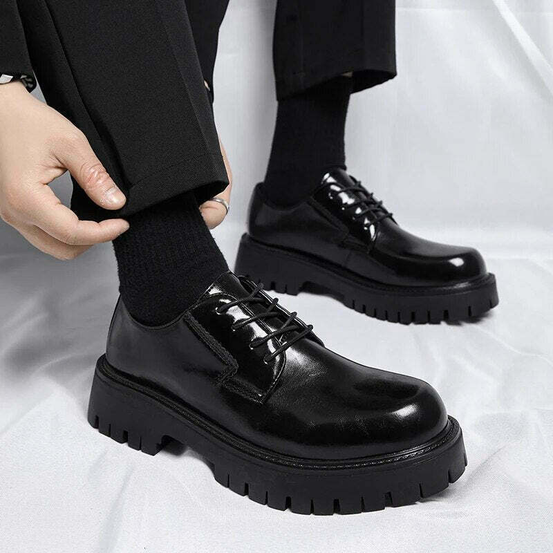 Y2K Aesthetic Lace-Up Chunky Sole Derby Shoes - Coquette Fashion with Grunge &