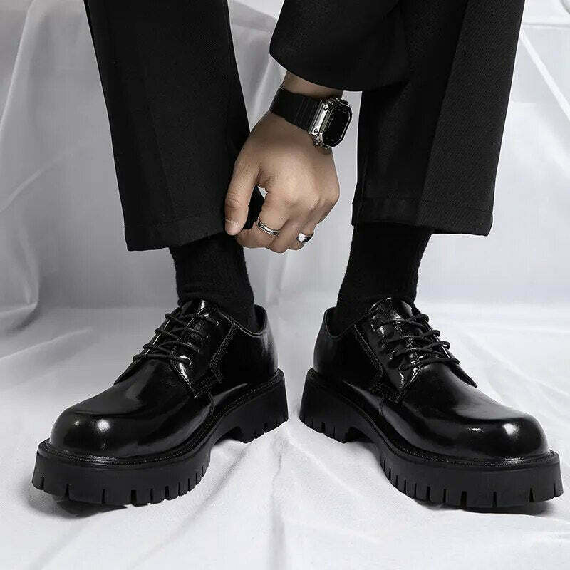 Y2K Aesthetic Lace-Up Chunky Sole Derby Shoes - Coquette Fashion with Grunge &