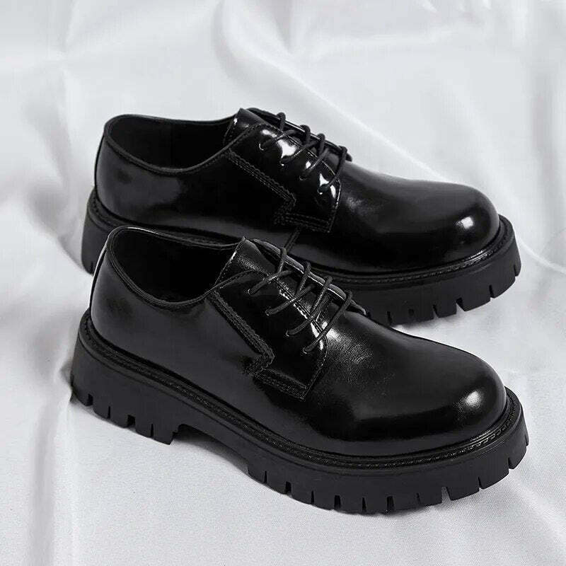 Y2K Aesthetic Lace-Up Chunky Sole Derby Shoes - Coquette Fashion with Grunge &