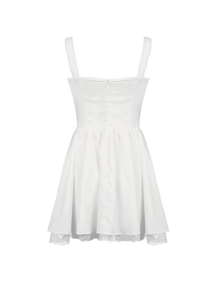 Y2K Aesthetic Lace Panel Pleated Dress for Women - Coquette & Grunge Style Fashion Statement