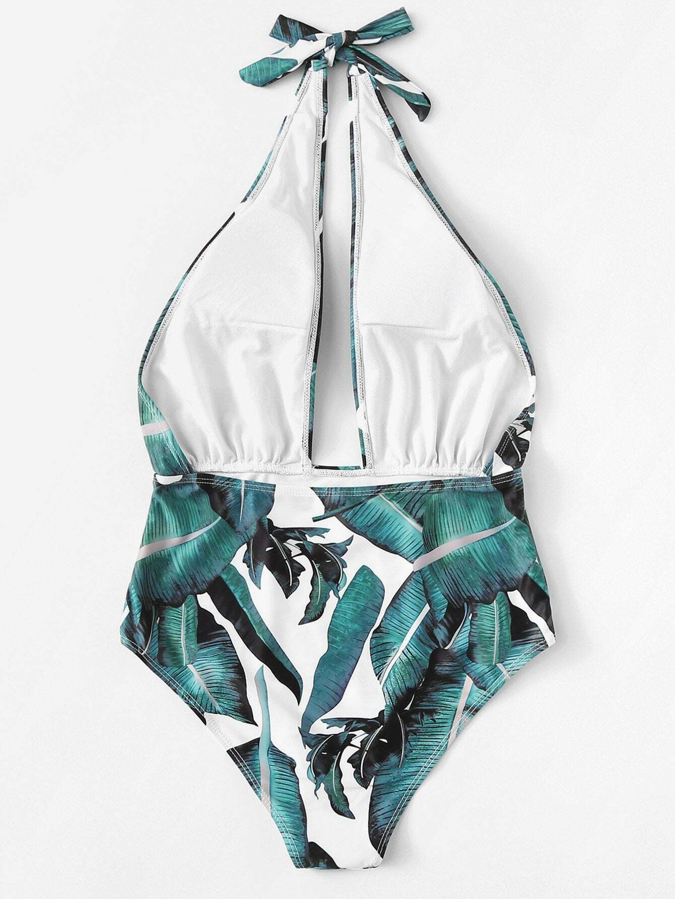 Y2K Aesthetic Leaf Backless Spaghetti Straps Swimsuit for Women - Coquette & Grunge Fashion