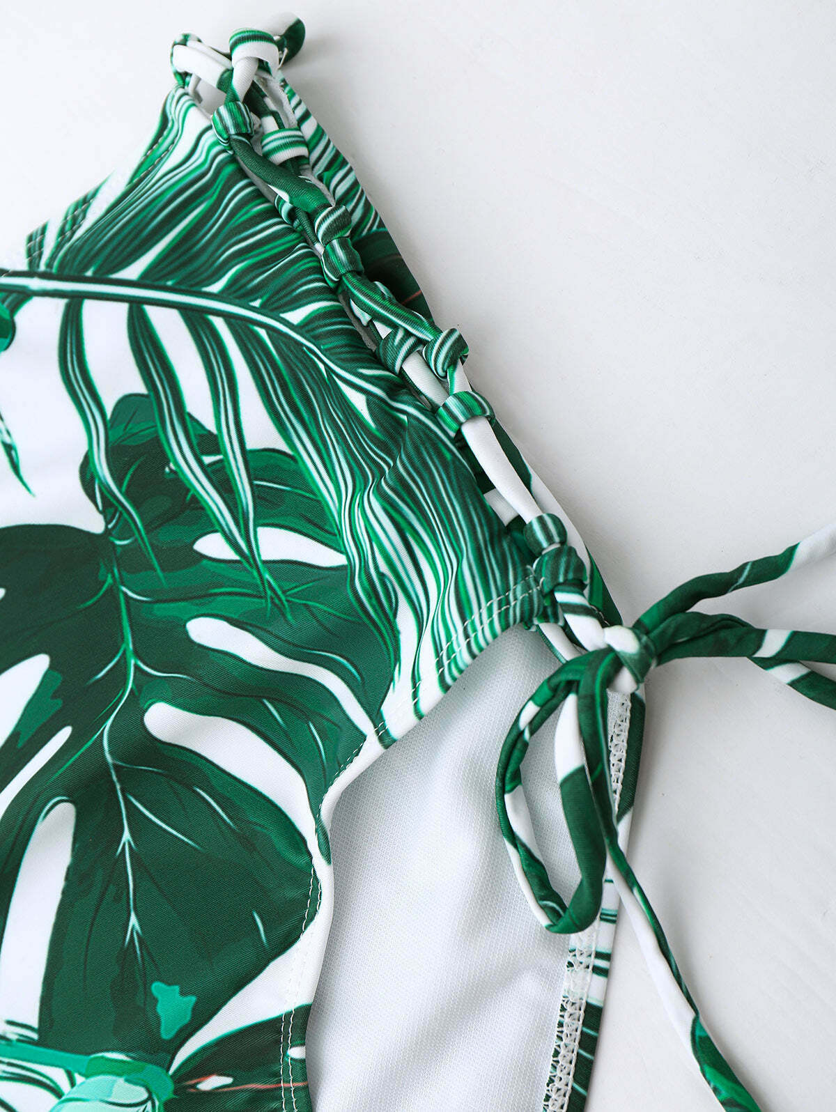 Y2K Aesthetic Leaf High Cut Cami Print Bikini for Niche Women Fashion
